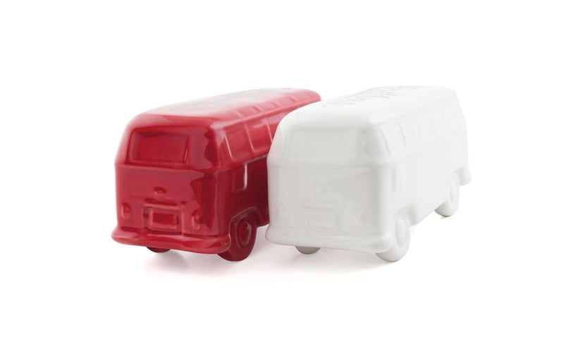 BRISA VW Collection - Volkswagen Salt & Pepper Shakers in Ceramic with T1 Bus Design 2-piece set (Classic Bus/White & Red) - Image 2